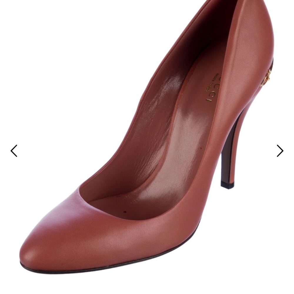 NIB Gucci Horsebit Gold Accent Leather Pumps Heels Women's Size: 39.5 Neutral - Picture 10 of 13